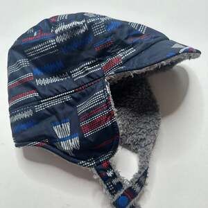 Patagonia Baby Sherpa-Lined Trapper Hat 24M Navy Abstract Pattern